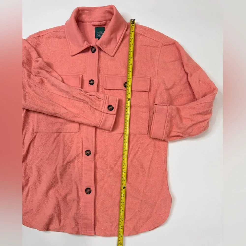 Pink Shacket Brushed Oversized Long Sleeve Button Down Shirt Jacket Fleece Plaid - Picture 13 of 17